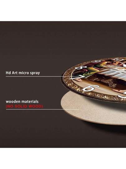 [10 16 Inch Silent Wooden Clock] Lively 10 Wand Klok "The Last Supper" Quiet Operation, Living Room, Bedroom, Kitchen, Office Ideal Baptism Featured The Supper Illustration, Large Size Room Bedroom Dormitory Back To School Surprise Home Supplies view 9