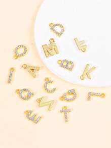 26 pièces Pendentifs avec lettres anglaises ornées de diamants, conviennent pour la fabrication de boucles d'oreilles et de bijoux de collier avec lettres pour les femmes
