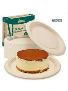 100% Bamboo Fiber 3-Compartment Disposable Plates, Available In 9"/7"/9", Sturdy And Durable, Microwave , Natural Unbleached Brown Color, PFAS-Free, Water And Oil Resistant Bamboo Fiber Disposable Plates - Beige - View 20