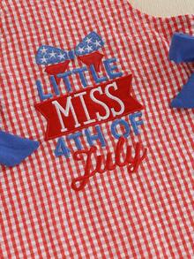 Toddler Baby Girl My 1st Fourth Of July Outfits Independence Day  Romper + Plaid Dress Outfit Set 4th Of July Clothing For Girls - Red - View 6