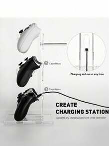 1 pieza Estante de almacenamiento de 3 niveles para control de juego de acrílico, soporte para auriculares, soporte de exhibición transparente, colgador de exhibición para auriculares