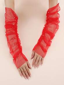 1 双长款优雅露指保暖袖套，适合女性晚会、约会、歌剧（多种颜色可选） - 彩色 - 查看 16