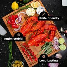 Medium Wood Cutting Board From American Cherry A Reversible Butcher Block That Comes With Juice Groove For Cutting Meat And Juicy Veggies Easily Cherry Chopping Board 16x12x1.5 Inches - DarkBrown - View 2