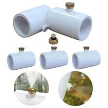 Boquillas pulverizadoras de PVC de 1/2 pulgada, 5 piezas. En exteriores, es adecuado para refrescarse y repeler mosquitos en verano, y el agua tiene un efecto de pulverización después de su uso. Adecuado para tubería de agua de 20 mm.