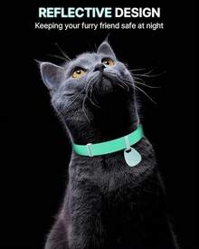 Separate Cat Collars With Name Tags: Suitable For Both Male And Female Cats, Super Soft And Adjustable Elasticity (6 "-12") Cat Collars With Separate Safety Buckles, Kitten Collars With QR Code ID Tags - Mint Green - View 2