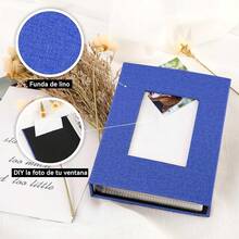 Álbum Autoadhesivo, 40 Páginas en Blanco Magnético Álbum de Recortes, 11x10.6 pulgadas Cubierta de Lino con Bolígrafo de Metal, Gran Regalo para Bodas, Cumpleaños (Negro 27x28cm) - Azul 16.5x13cm - Ver 7