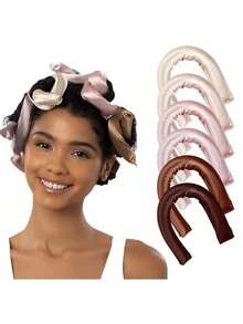 4pcs/Set Extra Large No-Heat Curling Wand, Can Create Overnight Curls, XL Satin Flexible Curling Wand, No Heat Needed To Create Curls, Overnight Blow Dry Curling Wand, Can Wear To Sleep Without Heat, Suitable For Short Hair Thick Curling Wand, Hair Styling Tool And Accessory For Barber Salon Beauty Travel Essential Hair Products,Hair Cares,Hair Accessories - Multicolor - View 11