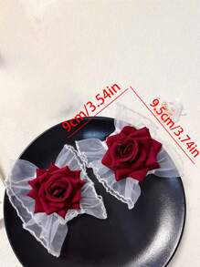 1 Paar Spitze Rose Ärmel, Gothic Lolita Stil Rose Handstulpen
