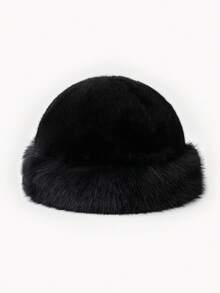 1pc Women Winter Furry Hat, European & Korean Style Warm Headwear, Solid Color Cute & Versatile, Thicker Design Winter Outfits