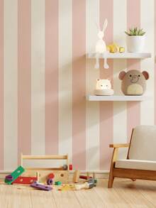 1 卷粉色、多色、浅绿色条纹即撕即贴壁纸，厚实、耐用、可移除，适用于儿童房、托儿所、家居装饰、墙面覆盖、家具改造，有 3 种尺寸可选：17.71x78.74 英寸、17.71x118.11 英寸、17.71x196.85 英寸 - 彩色 - 查看 3