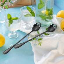 3/5pcs Skull Shaped Iced Tea Spoon Sets, Gothic Design Mixing Spoons, High Quality Stainless Steel Long Handle Spoons Suitable For Milkshakes/Smoothies/Iced Coffee, Ideal Gifts For Day Of The Dead/Christmas/Thanksgiving, Kitchen & Cafe Back To School