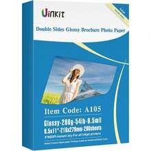 Uinkit 200 Sheets Double Sided Photo Paper Glossy 8.5x11 54lbs Inkjet For Dye Ink 200Gsm Value Bulk Pack Picture 8.5 X 11 9.5Mil For Inkjet Printing Printer - 白色 - 查看 1