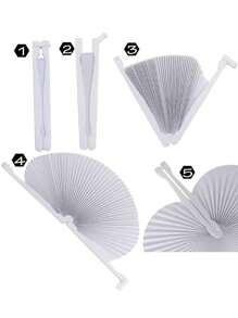 1-50pcs White Paper Fans, Wedding Supplies, Hand Cranked Folding Fans, White Paper Folding Fans, Circular Folding Fans, Origami Fans, Decoration For Bachelor Party Weddings, Bride Gift Giving Events, Bridesmaids Holding Folding Fans, Props For Bachelor Party Photo Booths, Bridesmaids Gift Wedding Decorations, Perfect For Parties And Events, Perfect Summer Accessories