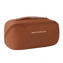 Large Capacity Travel Makeup Bag, Made Of PU, Stylish & Appearance, Portable Handheld Storage, Multifunctional Toilet Pouch