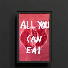 1 件橙红色水果水彩画插图帆布印刷 | 桃子樱桃草莓幽默排版海报 | 趣味墙面艺术时尚家居装饰 | 现代客厅卧室会所宿舍无框装饰