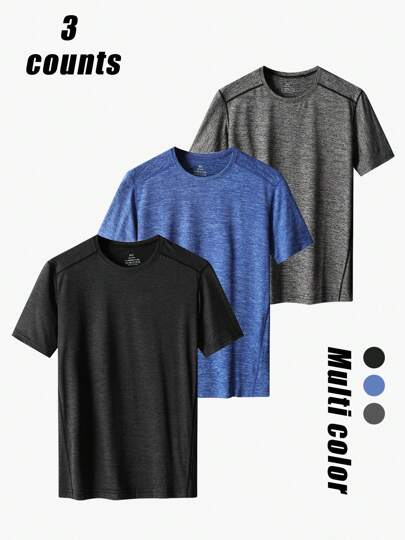 [夏季] 3件套男士户外运动休闲透气弹力短袖T恤