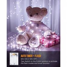 New Fairy Lights Battery Operated, 10Feet 120LEDs Firecracker String Lights Waterproof Sier Wire Starry Firefly Light For DIY Wreath Home Ing Indoor Outdoor Christmas Drations, Pure - 純白 120 個 LED - 查看 5