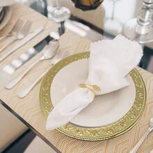 13-Inch Stainless Steel Charger Plates, 6Pcs Gold Dinner Plate Chargers Round Server Ware - Floral-Gold - View 4
