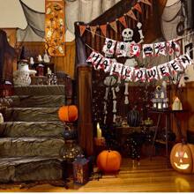 Vintage Halloween Hängebanner - Sürbis Geist Skelett Wand Girlande - Dekorpapier, für Scherz Feiertags-Themenpartys, Eingänge, Häuser, Räume und Szenendekorationen - Herbstferiendekoration und Fotorequisiten