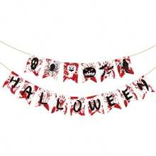 Vintage Halloween Hängebanner - Sürbis Geist Skelett Wand Girlande - Dekorpapier, für Scherz Feiertags-Themenpartys, Eingänge, Häuser, Räume und Szenendekorationen - Herbstferiendekoration und Fotorequisiten