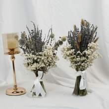 Ramo de flores secas de lavanda y flor del bebé en estilo rústico con limonium - Arreglo floral natural mixto, adecuado para decoración del hogar, regalo del Día de la Madre y primavera, decoración estética de la habitación, materiales (), decoración de otoño