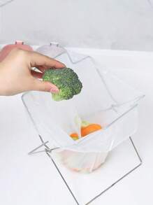 1pc/2pcs Stainless Steel Foldable Trash Bag Holder & Cleaning Cloth Rack, Kitchen Waste Bin Organizer