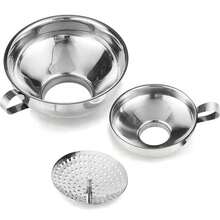 Canning Funnel With Strainer For Wide And Regular Mason Jars - Wide-Mouth Funnels For Kitchen Use - Canning Supplies Kit - Stainless Steel - 3 Pack (Small And Large) - 1 - View 1