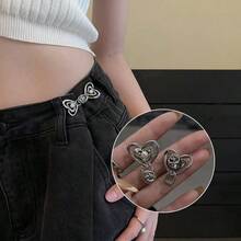 1 Pair Of High-End Pearl Heart-Shaped Brooch Waist Adjuster For Jeans Skirts, Premium Quality With Adjustable Waistband Buckle - Heart-shaped Waist Buckle - View 10