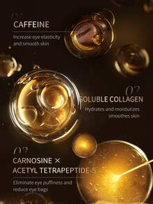 80克/60片咖啡因抗皱眼膜，减少眼周色素沉着和黑眼圈，改善皮肤紧致度和光滑度，舒缓粗糙和淡化细纹，适合居家和旅行，是圣诞节的绝佳礼物 - 黑色 - 查看 5