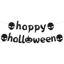 Vintage Halloween Hängebanner - Sürbis Geist Skelett Wand Girlande - Dekorpapier, für Scherz Feiertags-Themenpartys, Eingänge, Häuser, Räume und Szenendekorationen - Herbstferiendekoration und Fotorequisiten