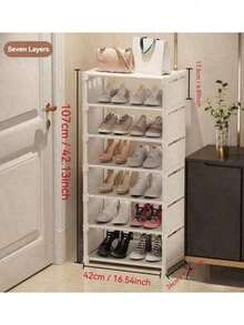 1 Stück einfaches Schuhregal für den Hauseingang, mehrstöckiger staubdichter Schuhaufbewahrungsschrank, platzsparend für Wohnung/Miethaus - Verschiedenfarbig - Übersicht 7