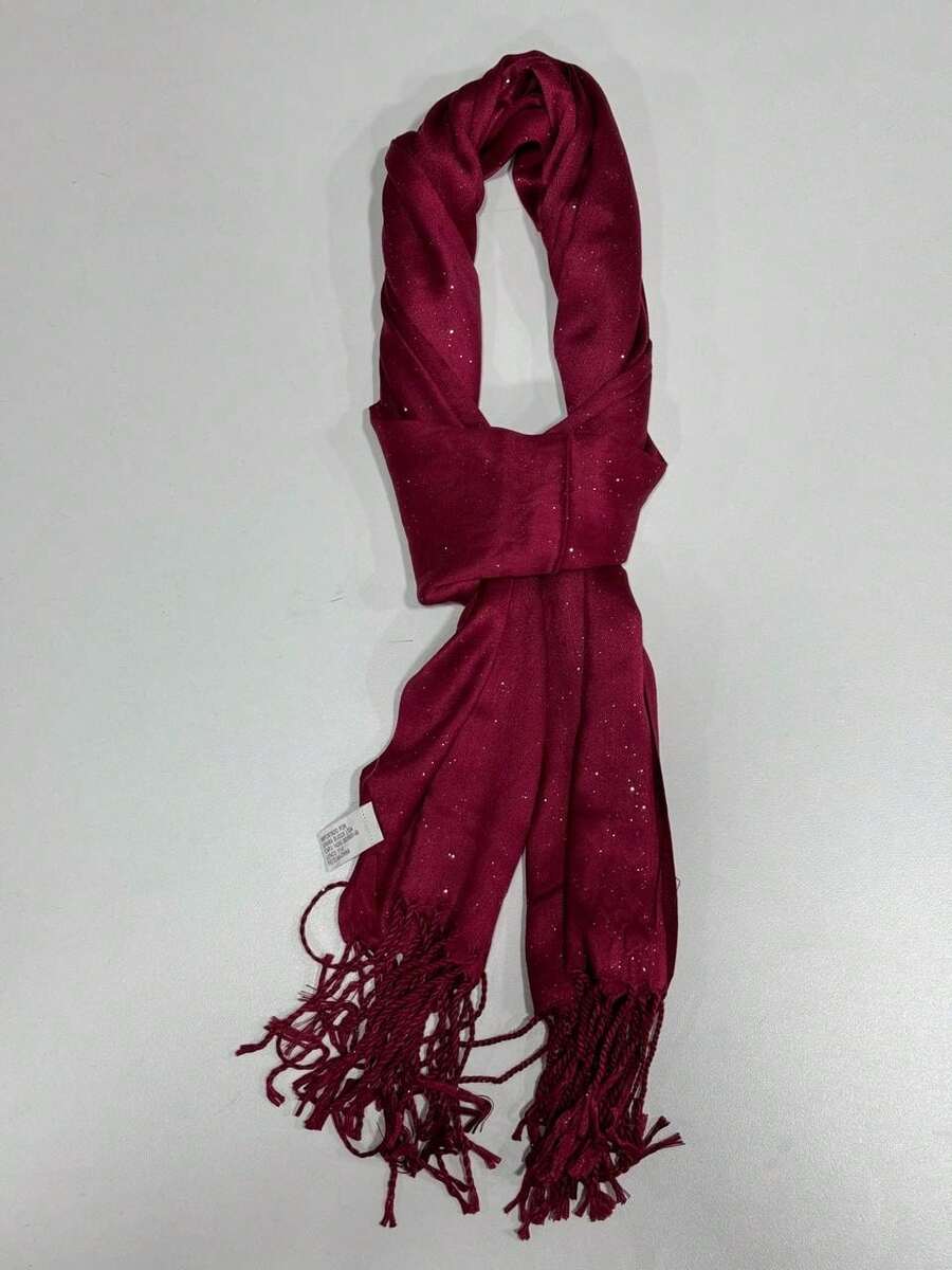 Scarf With Shine - Burgundy - View 1