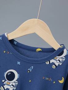 6pcs Boys' Cotton Dinosaur, Excavator, Airplane Print Pajama Set, Lightweight Spring Autumn Homewear, Cartoon Allover Print