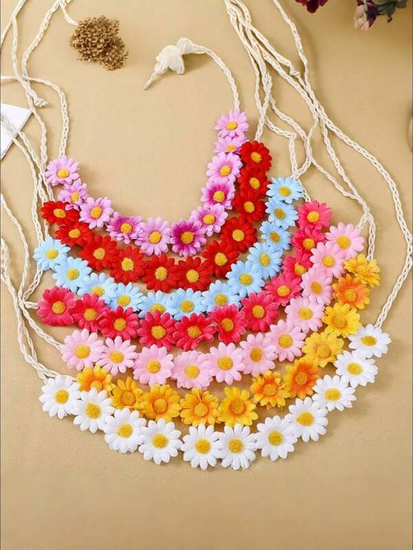 1 pieza Lazos de pelo con decoración floral sencilla y de moda para niños, accesorio de pelo dulce para decoración en vacaciones