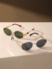 2 Stücke Retro ovale goldene Rand Damen stilvolle Mode Brillen, vintage inspiriert