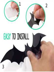 3D Black Bat Stickers, Suitable For Halloween Decorations - Reusable Self-Adhesive Plastic Bat Decals, Applicable For Horror Party Scene, Modern Cartoon Style, Animal Theme, Easy To Install, Halloween Decorations
