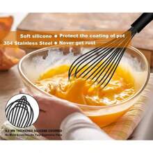 WALFOS 1pcs/3set Multifunctional Rotating Manual Whisk Mixer Mini Plastic Kitchen Whisk Baking Tool Silicone Whisk