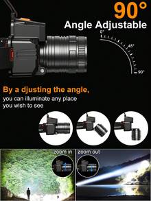 HIKEGUYS LED 头灯可充电，大功率头灯 3000 流明传感器头灯 7 种模式可调节头带手电筒带 COB 红蓝灯适用于成人户外跑步徒步露营，露营配件 - 黑色 - 查看 2