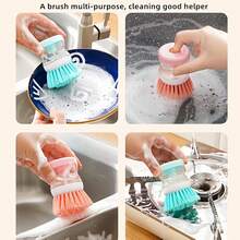 1pc Advanced Kitchen Cleaning Brush With Ergonomic Handle - Soft Bristles For Dishes, Pots, And Outdoor Use , Easy To Clean And Store, Suitable For Home And Restaurant, Kitchen Cleaning Tool | Ergonomic Kitchen Utensil | Plastic Handle Brush - Màu tím - Xem 6