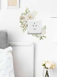 1pc Colorful Flower & Leaf Pattern Switch Outlet Wall Sticker, PVC Waterproof Wall Decorative Sticker For Home Decor,Stickers,Wall Decal, Vinyl Decal For Home Decorations,Spring Decoration Items Refresh Your Home,Rama Decoration Stickers
