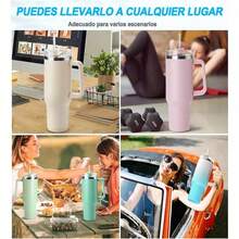 Vaso Térmico Termo De Acero Inoxidable Calor/frío Morek 40oz Vaso Térmico Jumbo para Café Té Agua Deportes Portátil Duradero Mantiene Temperatura Reutilizable Travel - Negro - Ver 8