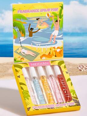 Coffret cadeau de 5 pièces de brume parfumée brésilienne, édition limitée de pulvérisation portative multilayée d'un état de grâce intense et durable, avec des notes fraîches et charmantes d'essence naturelle, libérant un parfum élégant de vanille, noix de coco, floral, fruité, agrumes, bois, aquatique, océan et marin pour une aromathérapie rafraîchissante
