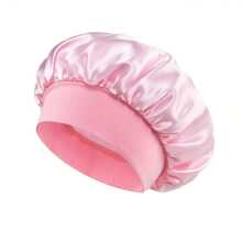 1/2Pcs Silk Bonnet For Sleeping, Satin Hair Bonnets, Soft Elastic Band Silk Sleep Cap, Silk Hair Wrap For Curly Hair (Black&Pink]