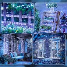 New Fairy Lights Battery Operated, 10 FT 120LED Twinkle Firecracker String Lights  8 Mod & Timer, Waterproof Cler For DIY Outdoor Wreath Wedding Christmas Dration, Pure - 純白-綠線 120 個 LED - 查看 5