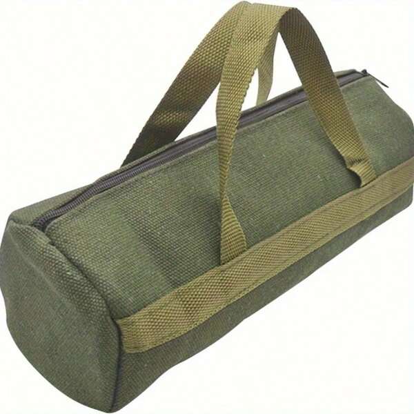 1 pièce Sac à outils, organiseur de outils en canevas portable et polyvalent, sac fourre-tout de rangement robuste avec fond solide et grande ouverture, cadeau d'outils pour hommes (rond)