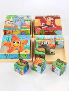 9-Piece Six-Sided Painting Children's Early Education Puzzle 3D Three-Dimensional Building Blocks Cartoon Puzzle Toys Boys And Girls Educational Toys Halloween Christmas Children's Gifts - Multicolor - View 4
