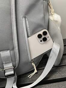 1pc New Funny Shark Design Waterproof Nylon Backpack, Large Capacity Outdoor Daypack Without Pendant - A - View 7