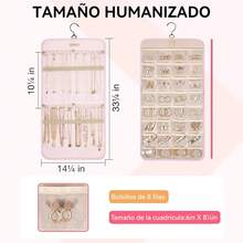Organizador de Joyería Colgante de Doble Cara, Enrollador de Joyería de Viaje, Caja de Joyería de Doble Cara con Ganchos Giratorios, Adecuado para Armarios, Paredes y Puertas para Collares, Pendientes, Anillos, Broches, etc. - Negro - Ver 5
