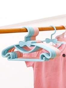 10pcs/20pcs/30pcs Children's Hangers, Lightweight Plastic Hangers With Anti-Slip Design, Suitable For Children's Shirts, Pants, Skirts And Coats. Flat And Space-Saving Structure, Suitable For Wardrobe Organization In Bedrooms, Laundry Rooms And Children's Rooms. Multi-Functional Dry And Wet Dual-Purpose Bow Hanger - A Great Gift For Home Storage - Multicolor - View 12