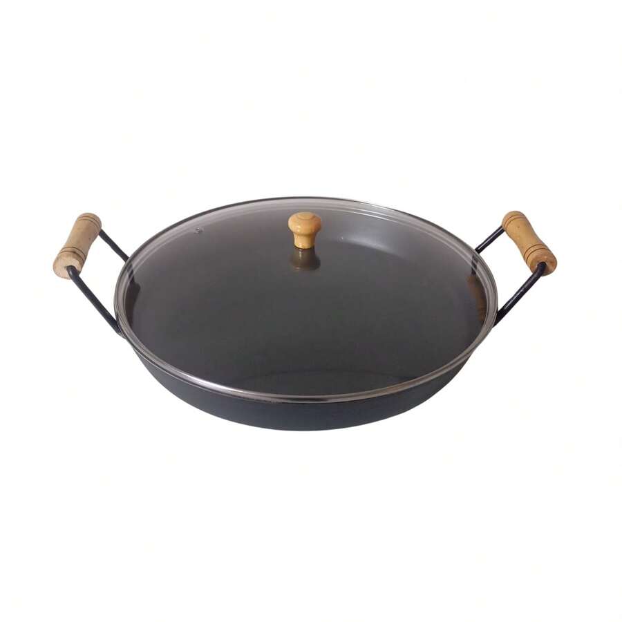 Plow Disc Iron Plate 32cm Height 6cm With Glass Lid - 黑色 - 查看 1